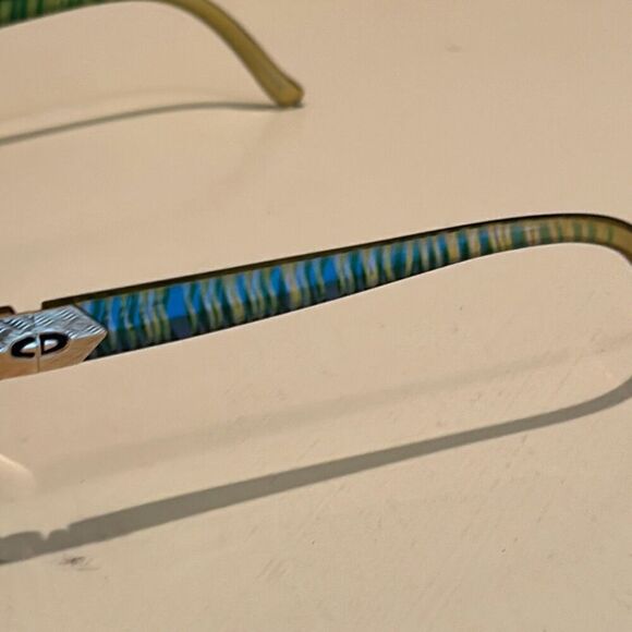 Christian Dior Round Frame Light Tint Sunglasses Olive Green Blue Stripe Bold - Picture 4 of 15